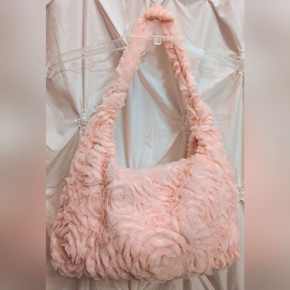 Forever 21 Pink Floral Faux Fur Shoulder Bag